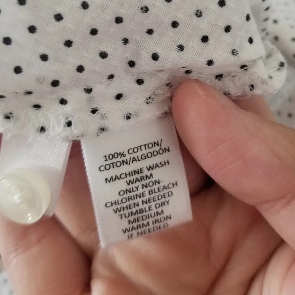 LOFT White and Black Polka Dot Button Down Top Size S - Picture 9 of 9